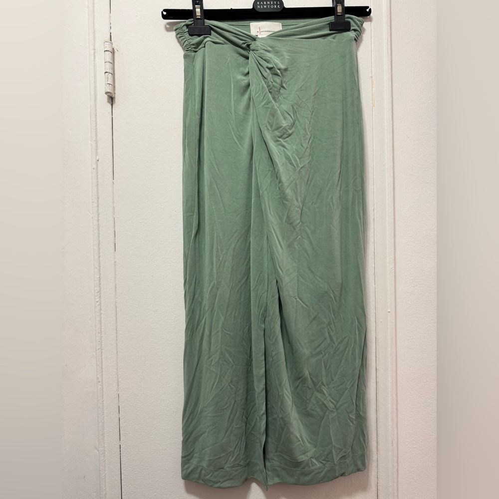 Anthropologie Jersey Midi Skirt in Sage Green Size Small with slit - Picture 2 of 9